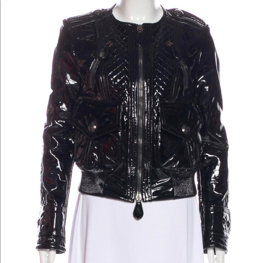 Black BURBERRY patent leather jacket Size 42